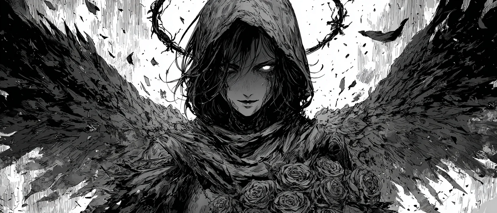 Black and white manga shot