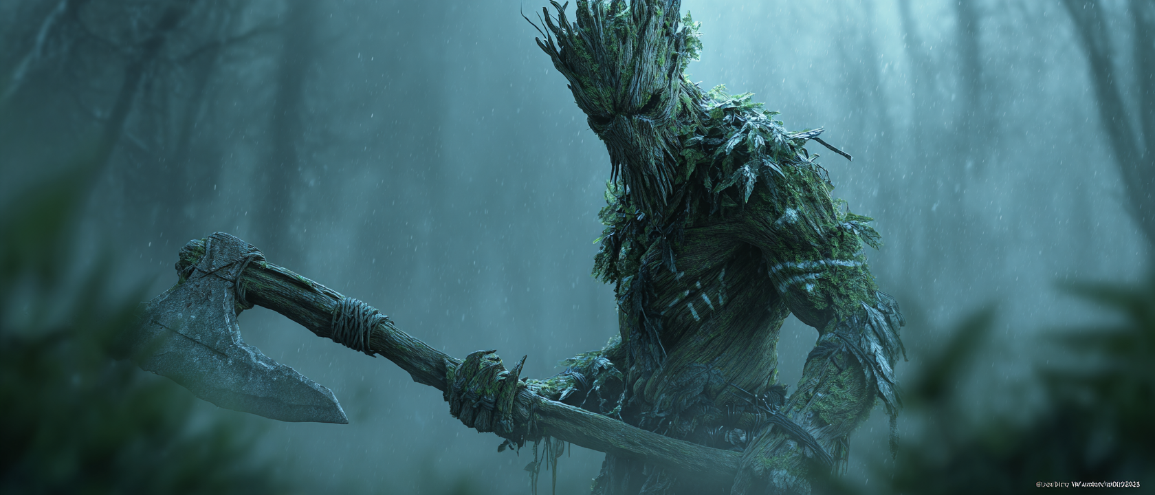 Treelike humanoid warrior