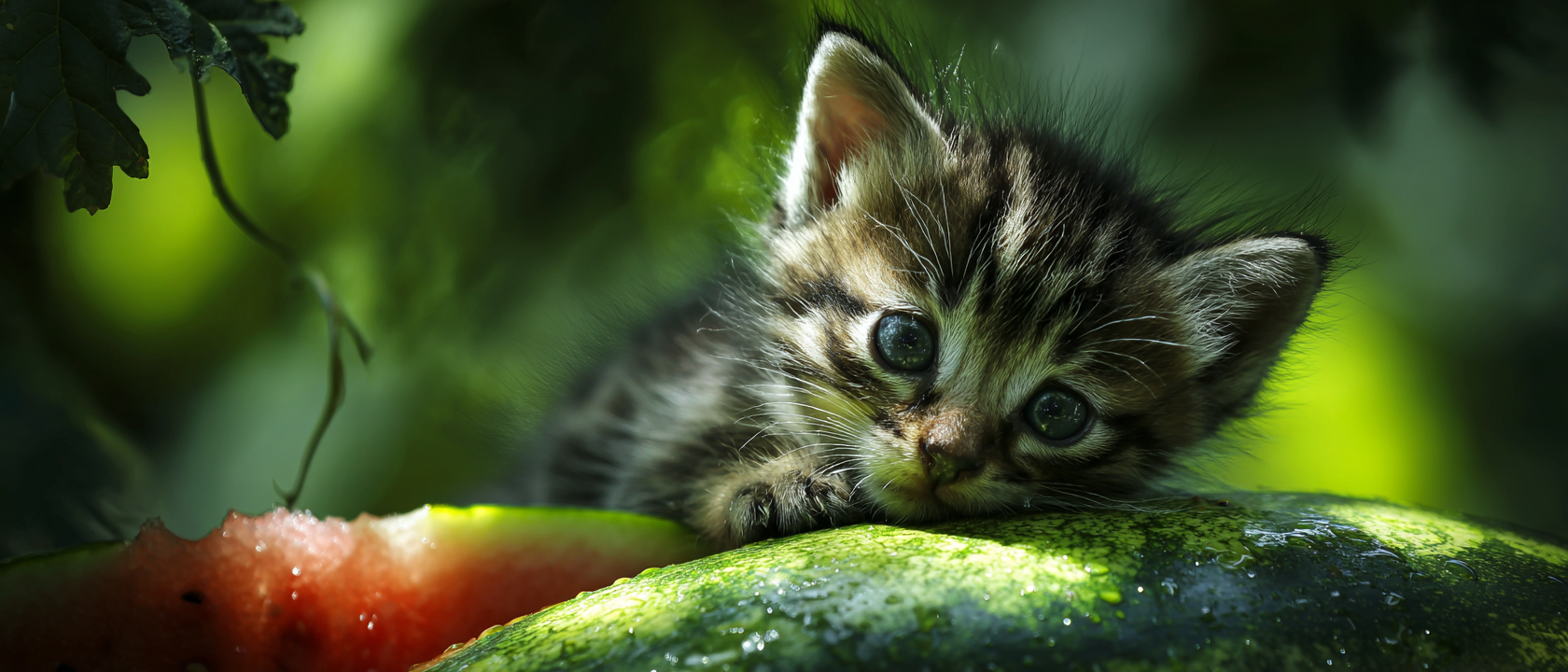 Watermelon kitten illustration